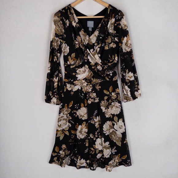 Rabbit Rabbit Rabbit Designs Dresses & Skirts - Rabbit Rabbit Rabbit Designs Dress 4 Black Taupe Metallic Floral Mesh Feminine